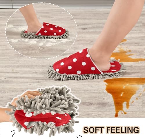 Bulletgxll Red Dot Microfiber Cleaning Slippers - M
