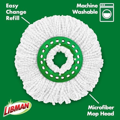 Libman Tornado Spin Mop Refills - Case of 4 Microfiber Green White