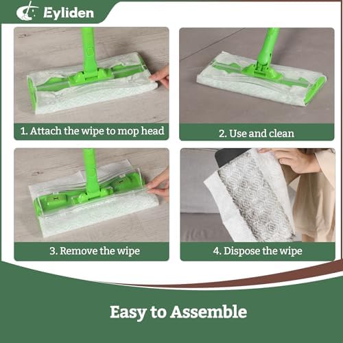 Eyliden 24 Count Dry Mop Pads 10 Inch Replacement for Sweeper Mops