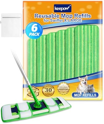 KEEPOW 6 Pack Microfiber Mop Pads for Swiffer XL Mop