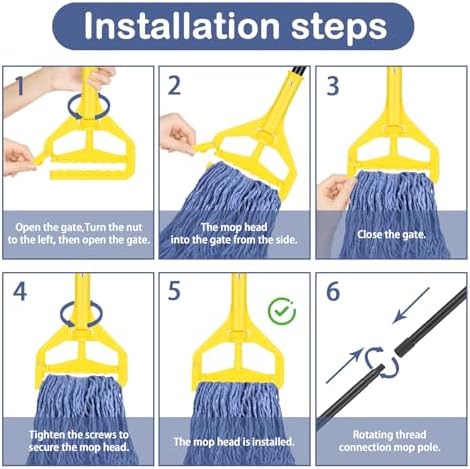 Loop-End Mop Head Replacement 6 Pack Blue Heavy Duty