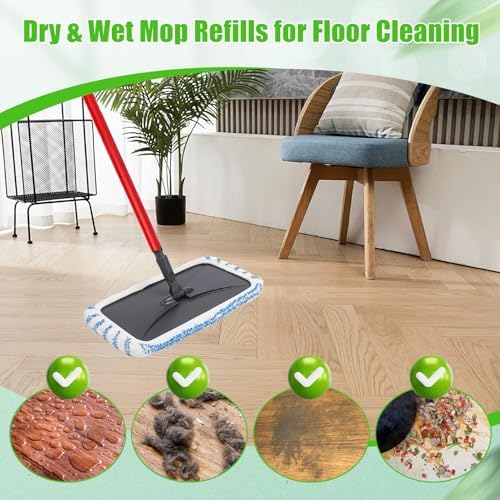 WVYNUYQP Reusable Cotton Microfiber Mop Pads 4 Pack