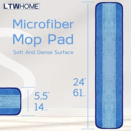 LTWHOME 24 Inch Microfiber Mop Pad Refill Pack of 6