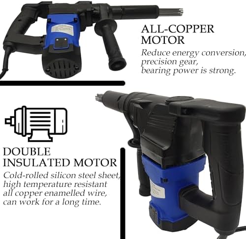 ZHIBIMOI 1100W Electric Needle Rust Remover 4500BPM Industrial Derusting Gun Air Tool Blue