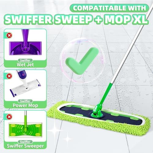 Nicemiya 4 Pack Reusable X-Large Mop Pads for Swiffer Sweeper XL