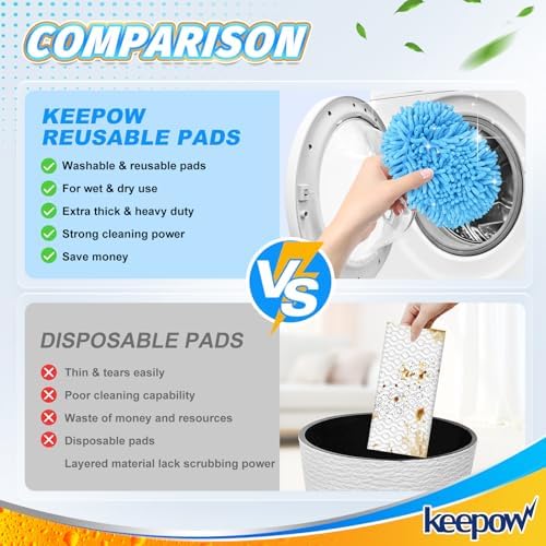 KEEPOW Reusable Microfiber Mop Pads 2 Pack 1