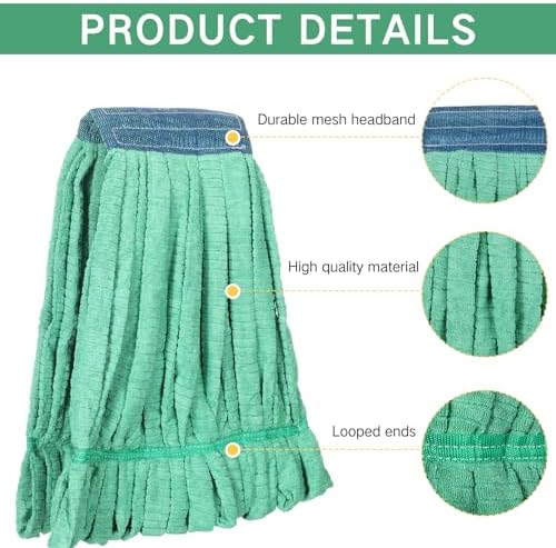 Lallisa 10 Pcs Microfiber Mop Head Refill for Commercial Industrial Use Green