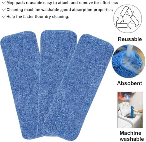 10 Pack 18 Microfiber Spray Mop Replacement Heads - Blue