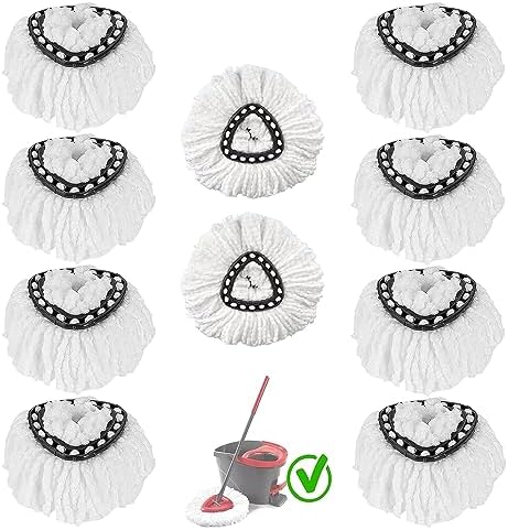 10-Pack Microfiber Spin Mop Replacement Heads