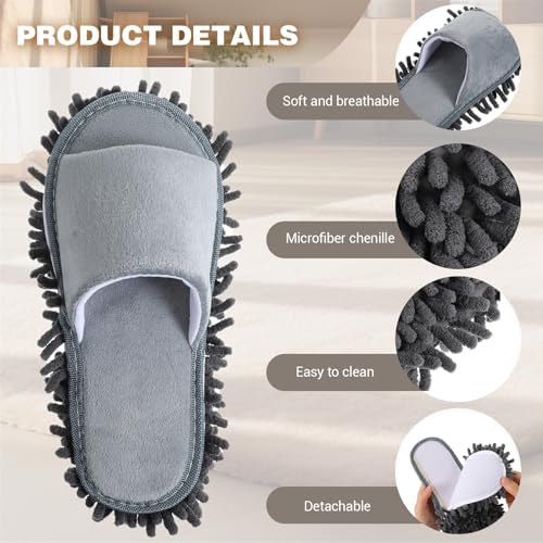 Telooco 4 Pairs Washable Mopping Slippers for Women