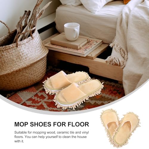 PACKOVE Women Fuzzy Mop Slippers with Toe Open Design 1