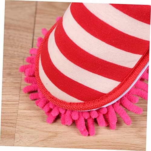 PACKOVE Chenille Cleaning Slippers Red Size L