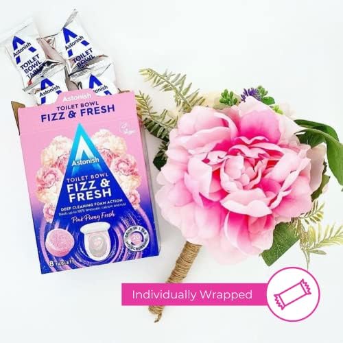 Astonish Foaming Toilet Bowl Cleaner - 8 Tablets Pink Peony Scent No Plastic Bottle