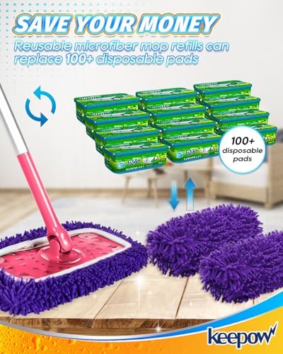 KEEPOW 8Pcs Reusable Microfiber Mop Pads for Swiffer Sweeper Mop 1