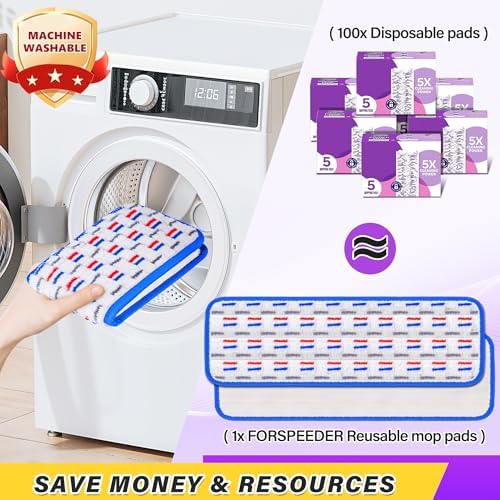 FORSPEEDER 8 Pack Reusable Mop Pads for Swiffer PowerMop 1