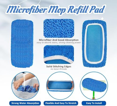 10 Pack Reusable Microfiber Mop Pads - Swiffer Compatible