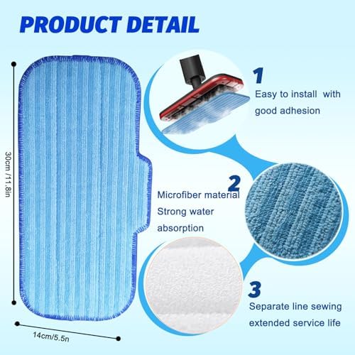 4 Pack Steam Mop Pads Replacement for Newbealer NC603C NC602N 1