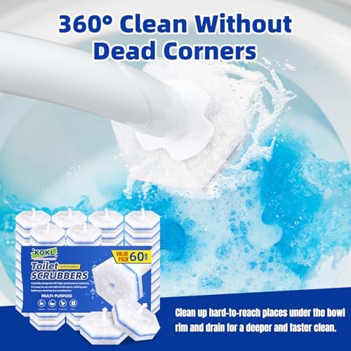 KOKL 60pcs Toilet Brush Refills Disposable Bathroom Cleaners