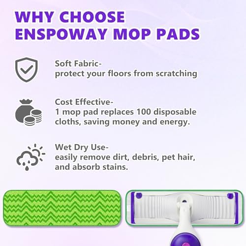 ENSPOWAY Reusable Mop Pads 6-Pack for Swiffer PowerMop