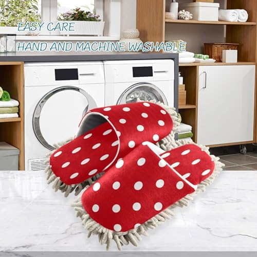 Bulletgxll Red Dot Microfiber Cleaning Slippers - M