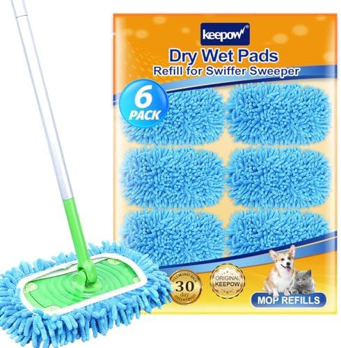 KEEPOW Reusable Microfiber Mop Pads 6 Pack