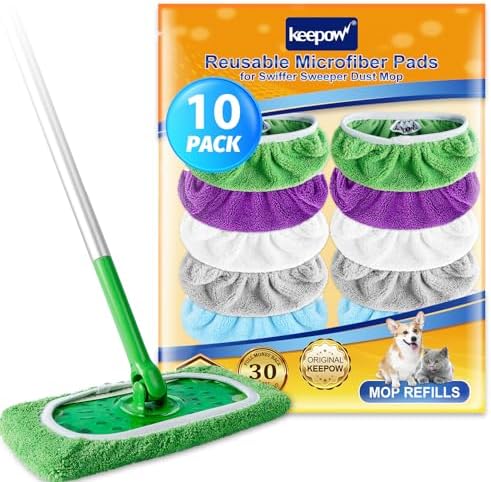 KEEPOW Reusable Microfiber Mop Pads 10 Pack