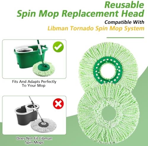 Zeekech 6 Pack Mop Head Refills for Libman Tornado Spin Mop