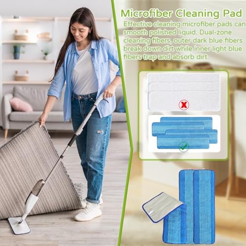3 Pack Washable Microfiber Mop Pads for Bona Mop Replacement