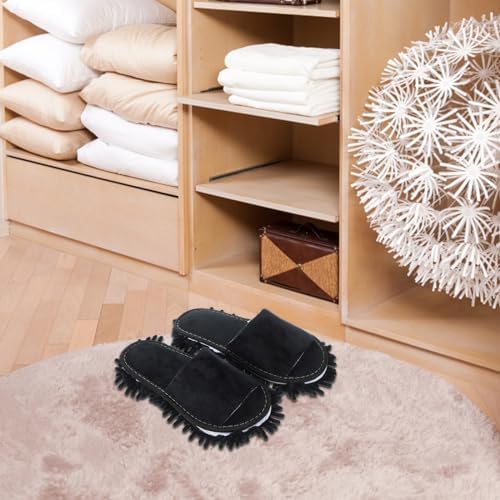PACKOVE Floor Cleaning Mop Slippers 1 Pair Black