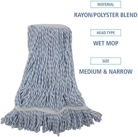 Boardwalk 542CT Mop Head Replacement Narrow Medium WhiteBlue Case of 12