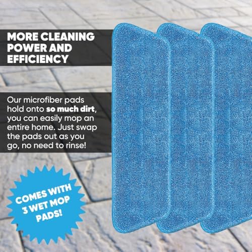 3 Pack Cinch Mop Replacement Heads with Microfiber Pads