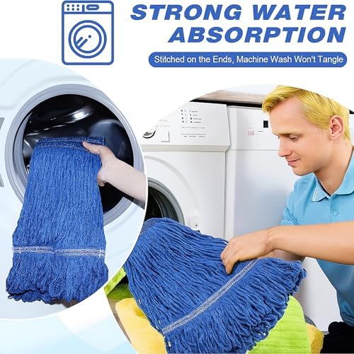10 PCS 276 Inch Heavy Duty Mop Head Refills - Blue Commercial Cotton Replacements
