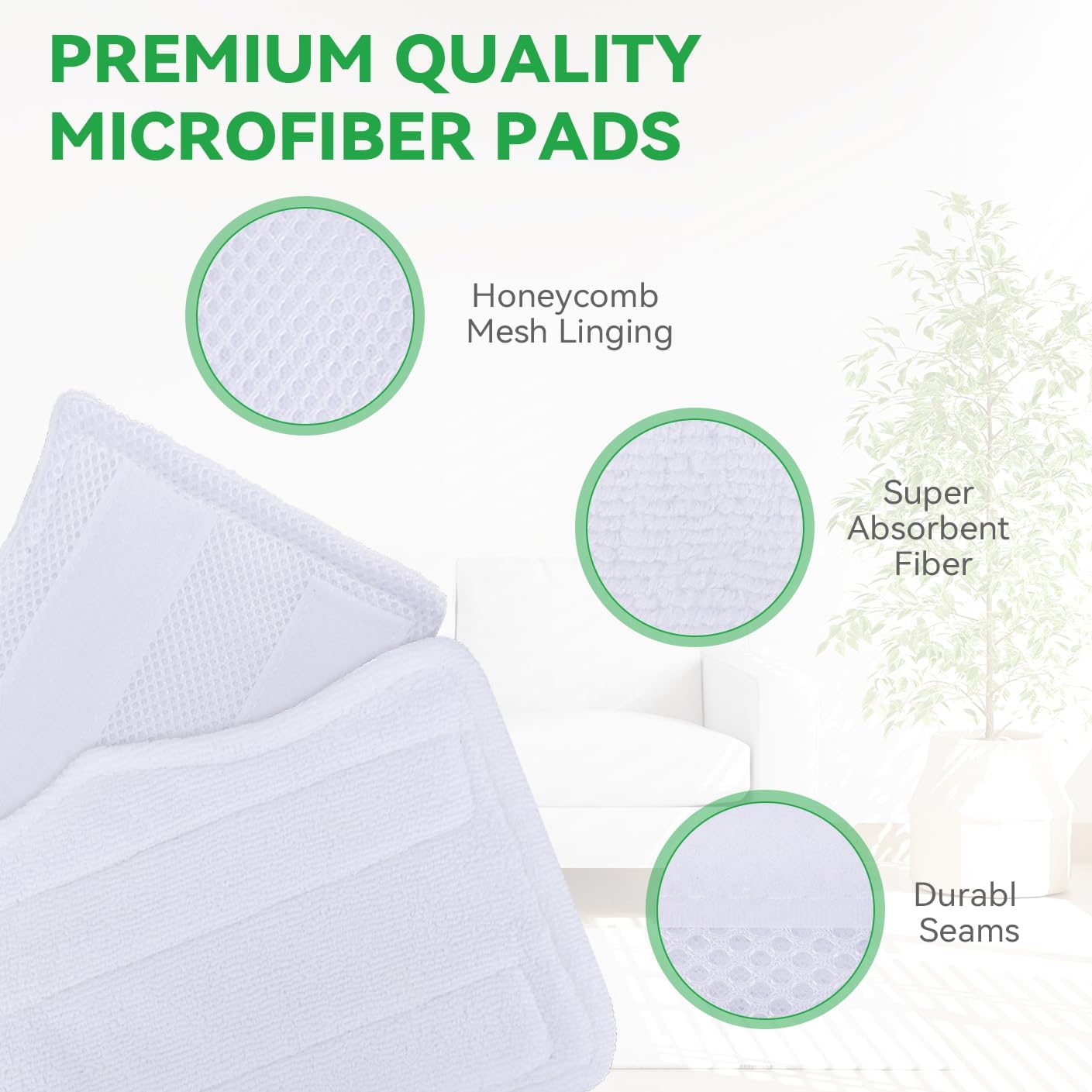 Sgizoku Steam Mop Pads 5Pack Washable Microfiber Replacement 1
