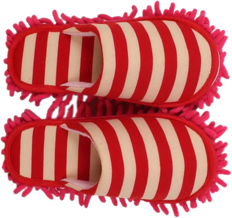 PACKOVE Chenille Cleaning Slippers Red Size L
