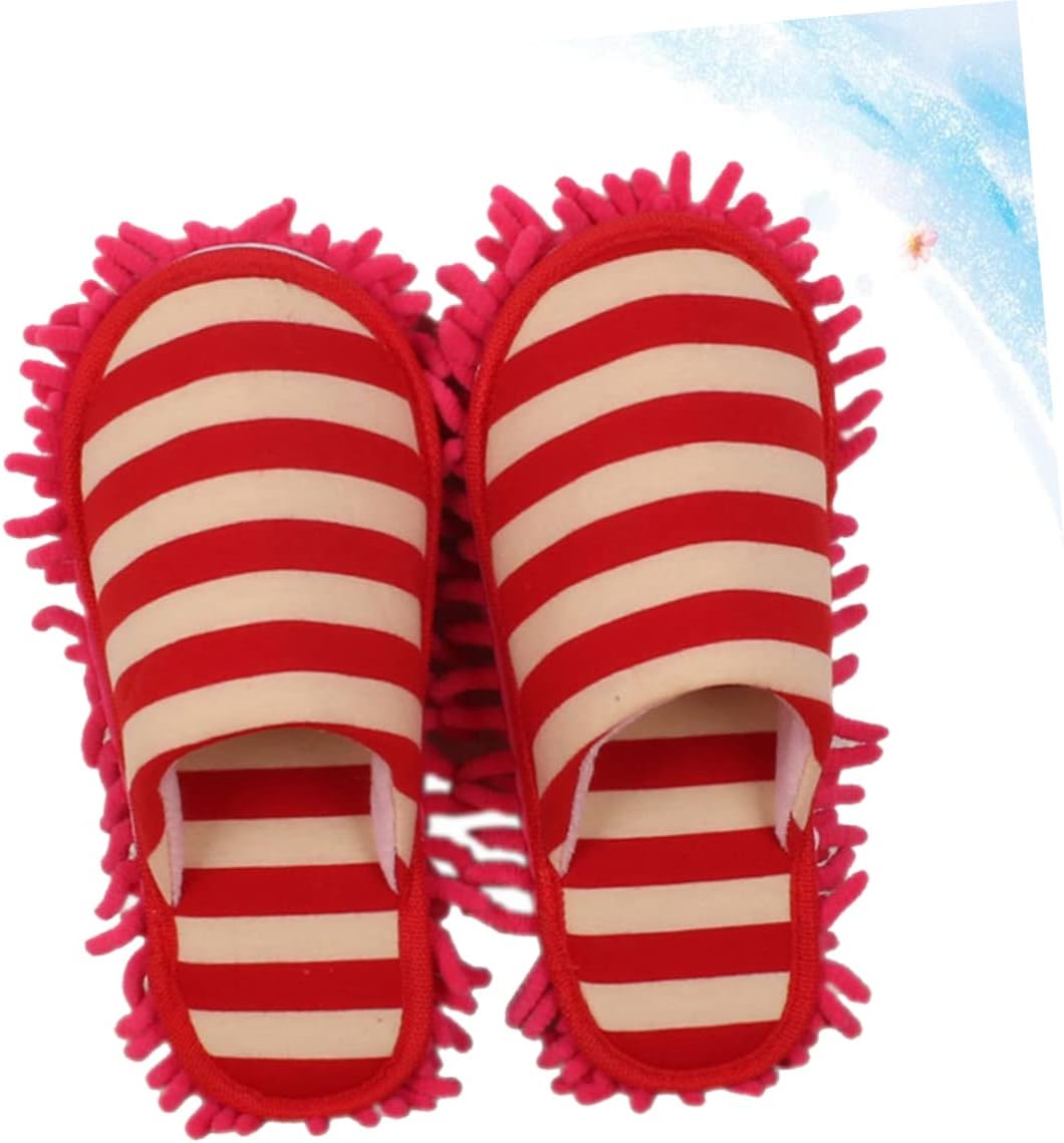 PACKOVE Chenille Cleaning Slippers Red Size L