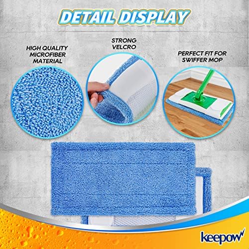 KEEPOW 2 Pack Reusable Microfiber Mop Pads