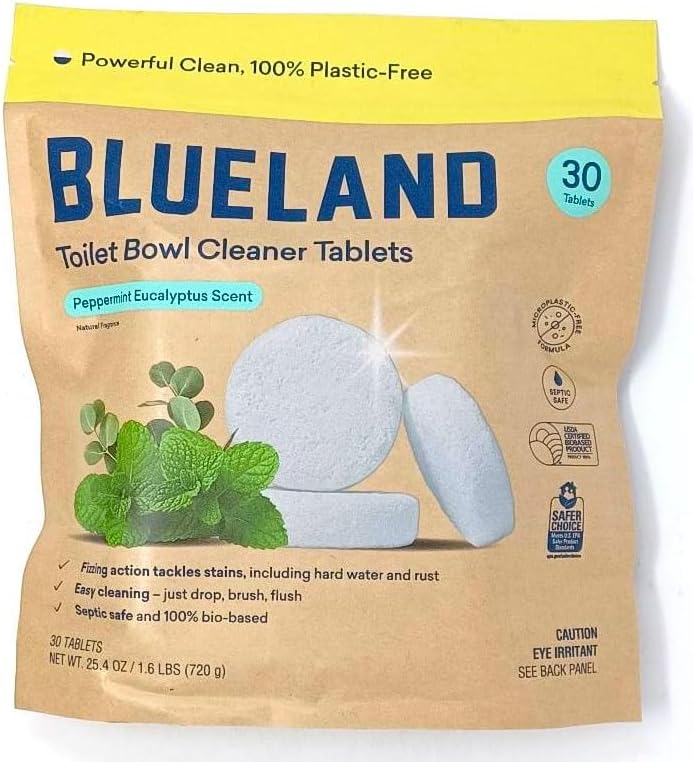 BLUELAND Toilet Bowl Cleaner Tablets Peppermint Eucalyptus Scent 30 Tablets