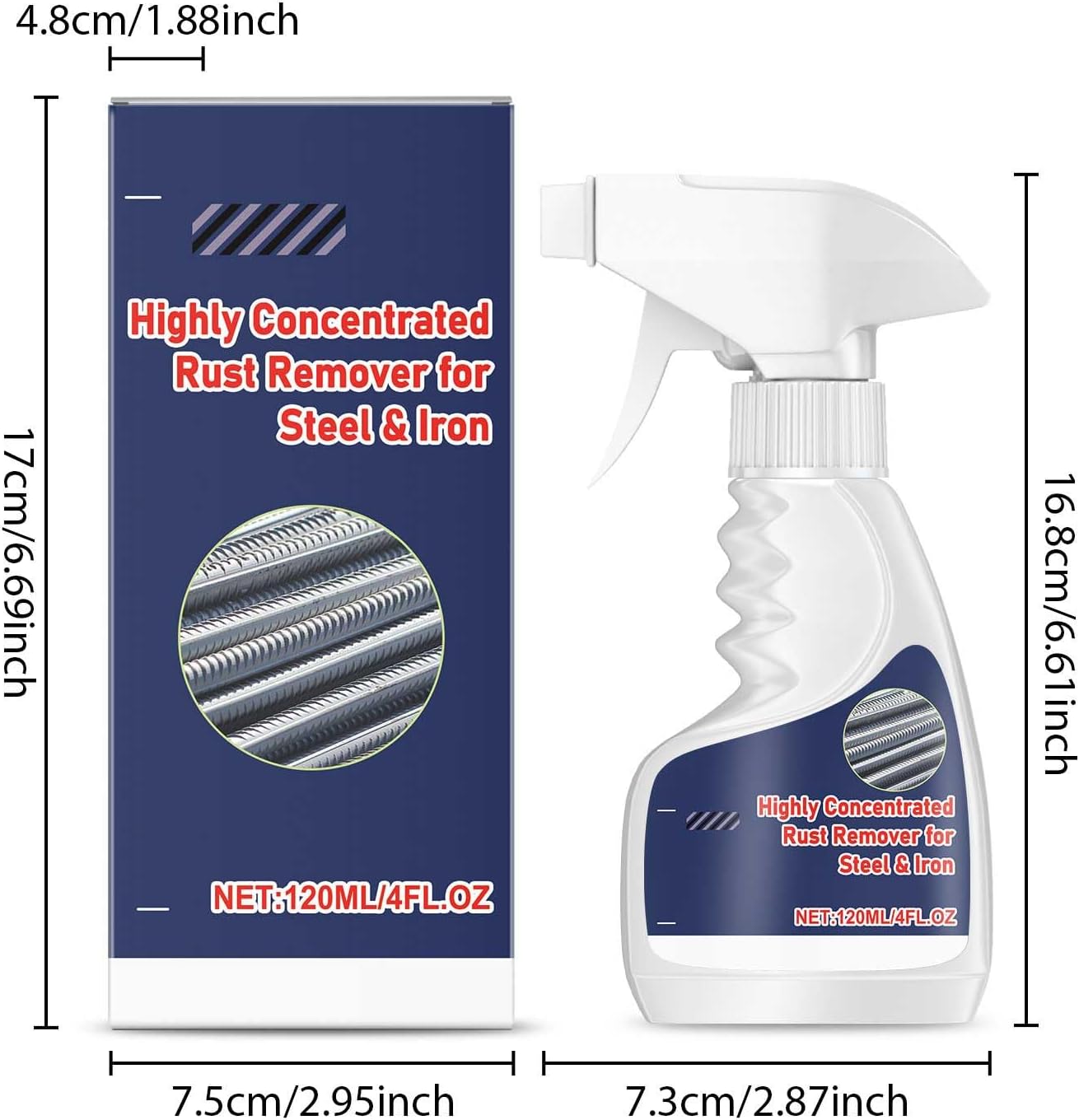 Heavy-Duty Metal Rust Remover 120ml 2pcs
