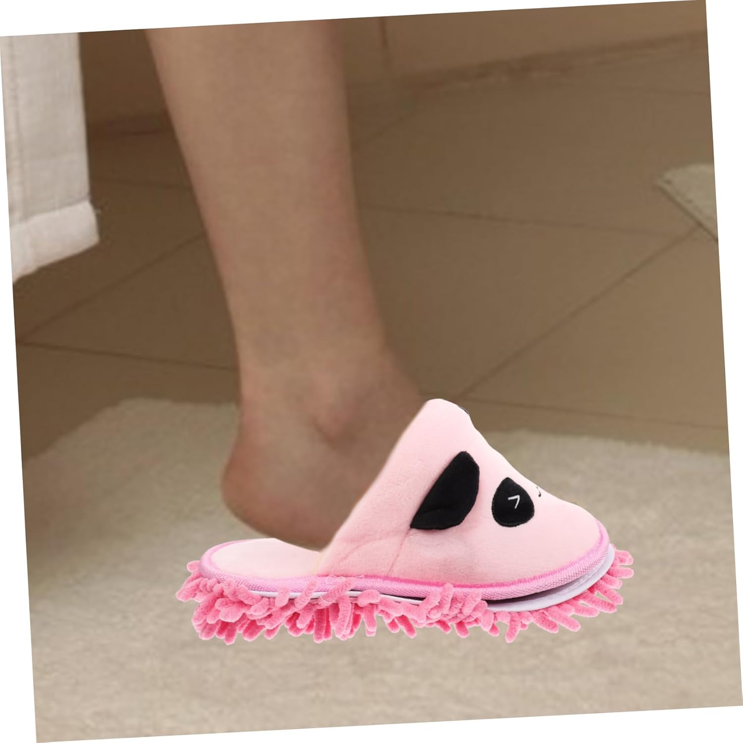 Packove 1pair Washable Mop Slippers with Panda Design