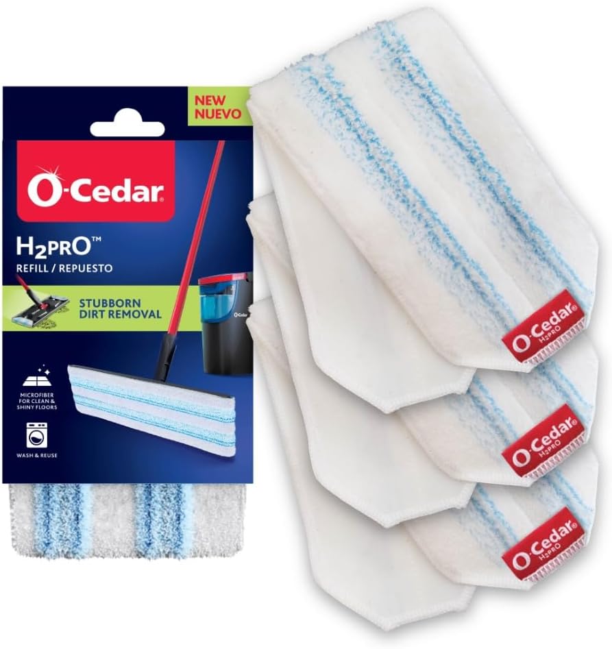 O-Cedar H2prO Mop Pads 3-Pack Reusable Microfiber