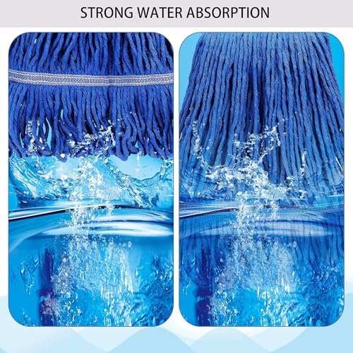 10 PCS 276 Inch Heavy Duty Mop Head Refills - Blue Commercial Cotton Replacements