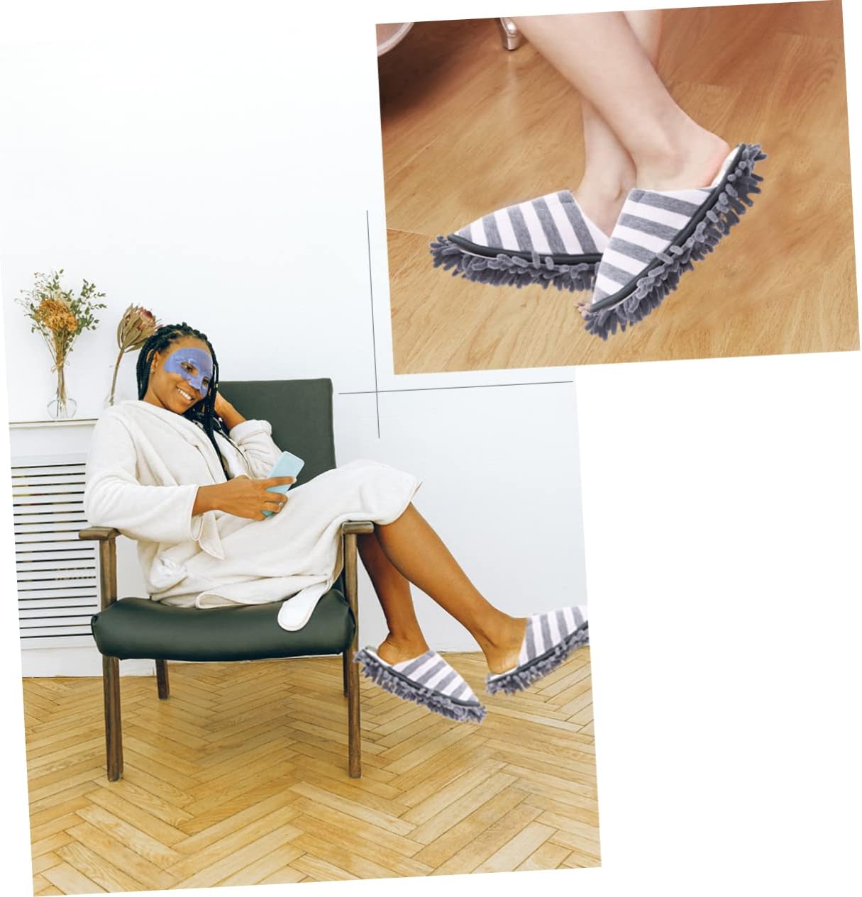 Minkissy Chenille Floor Clean Slippers Washable