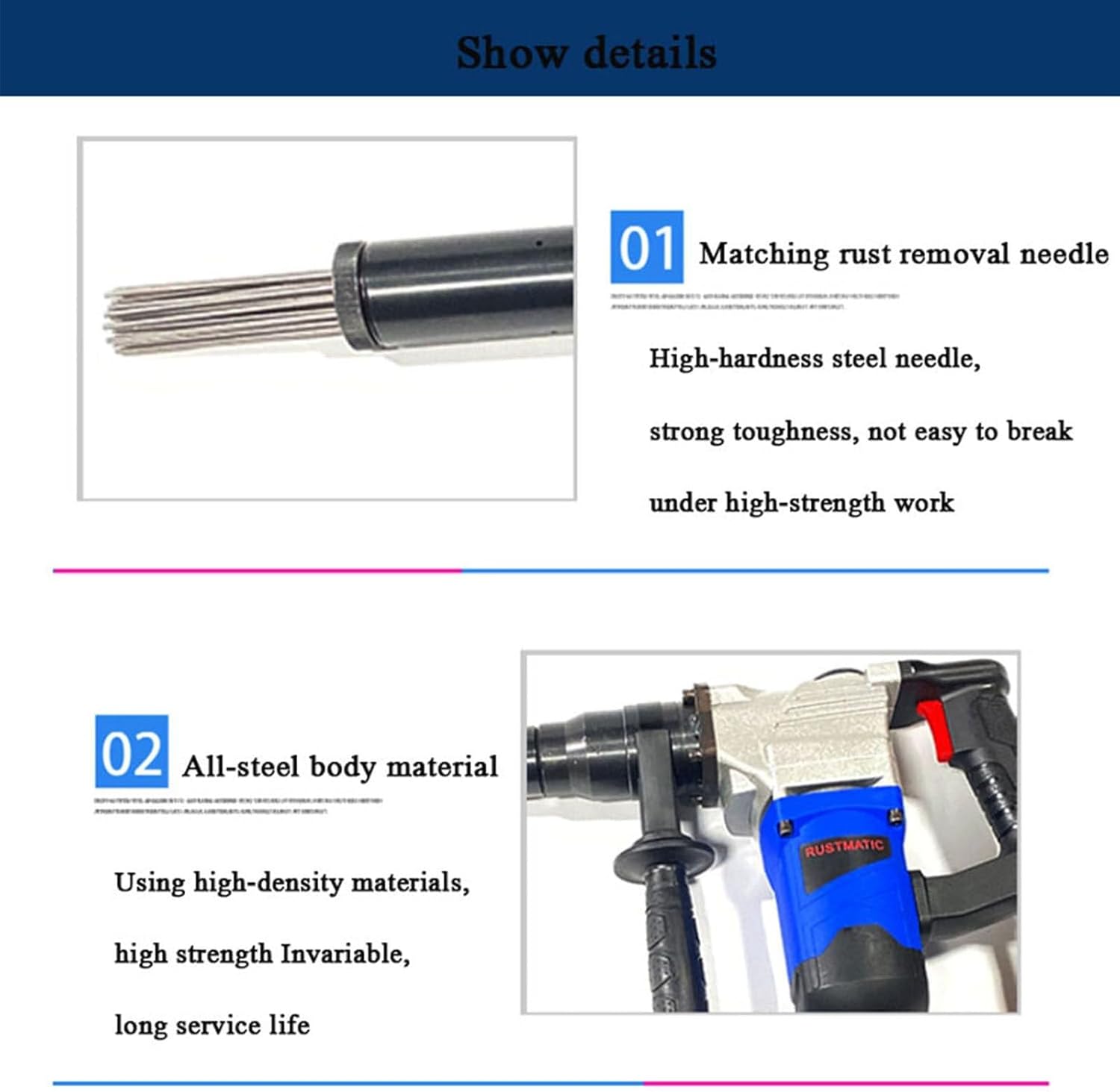 1400W High Power Electric Needle Scaler for Rust and Paint Removal