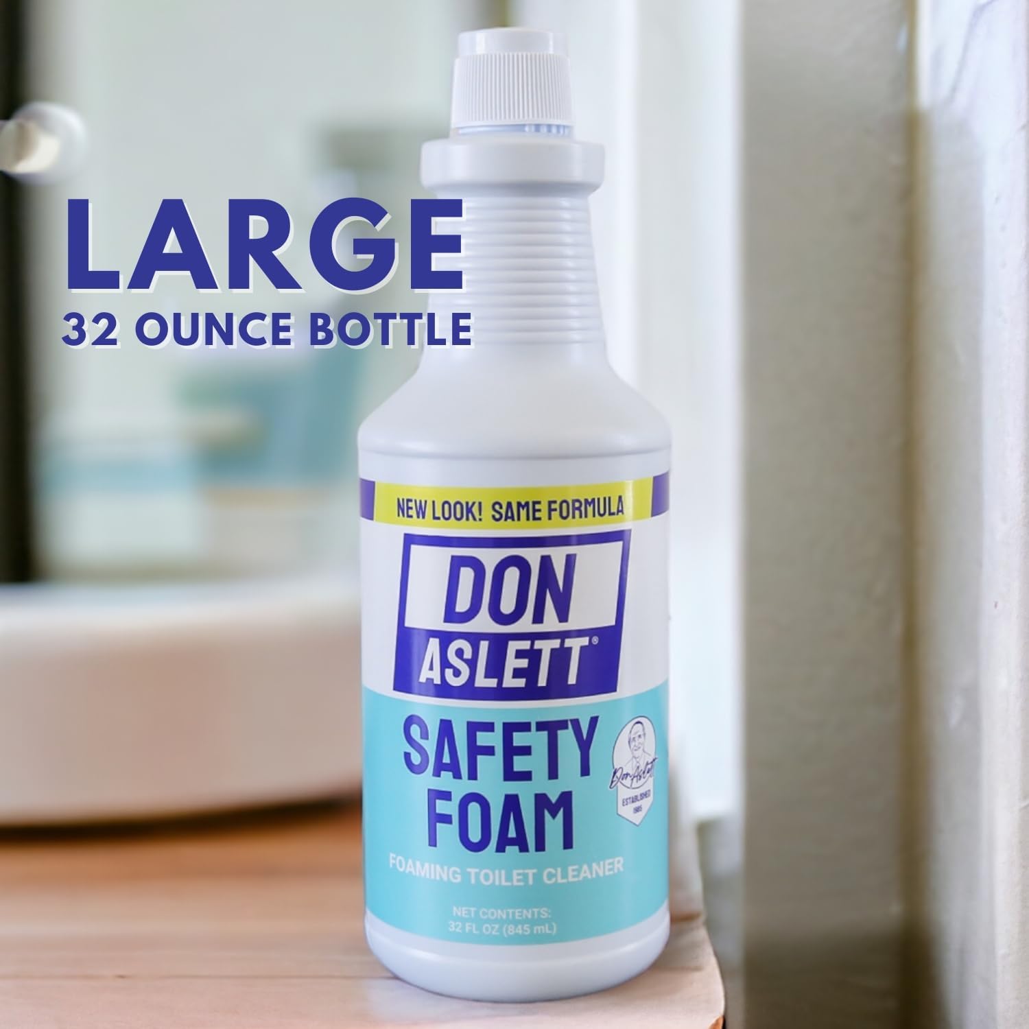 Don Aslett Toilet Bowl Cleaner Set with 14 Handle and Safety Foam