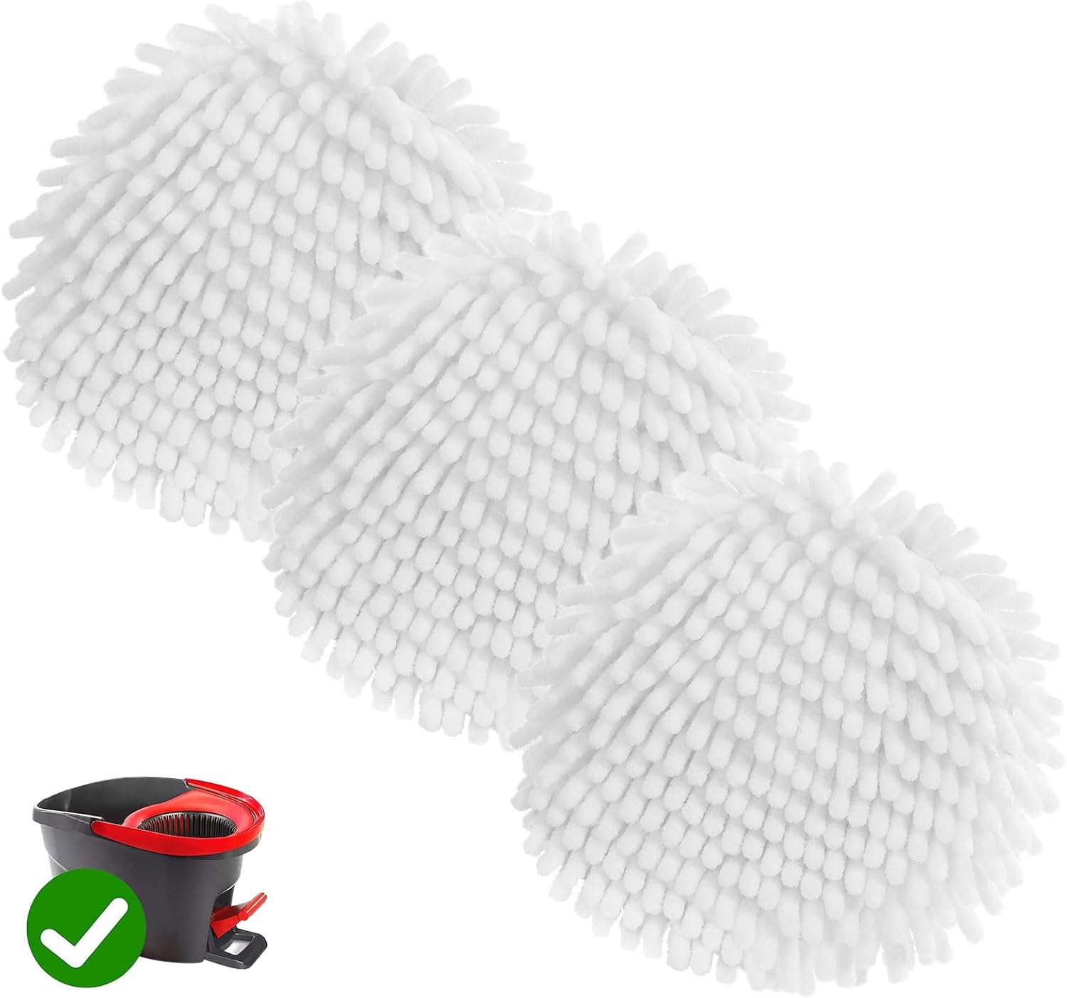 3 Pack White Reusable Microfiber Mop Pads for O-Cedar EasyWring 1