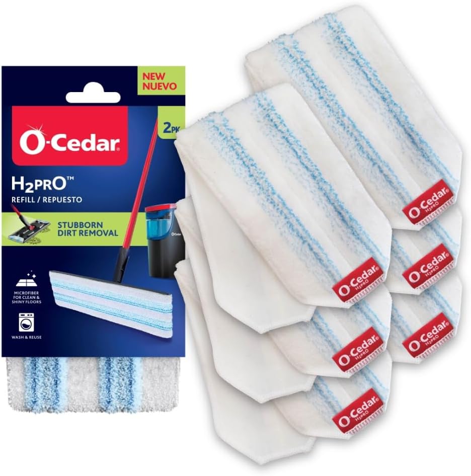 O-Cedar H2prO Mop Pads 6-Pack - Reusable Machine Washable