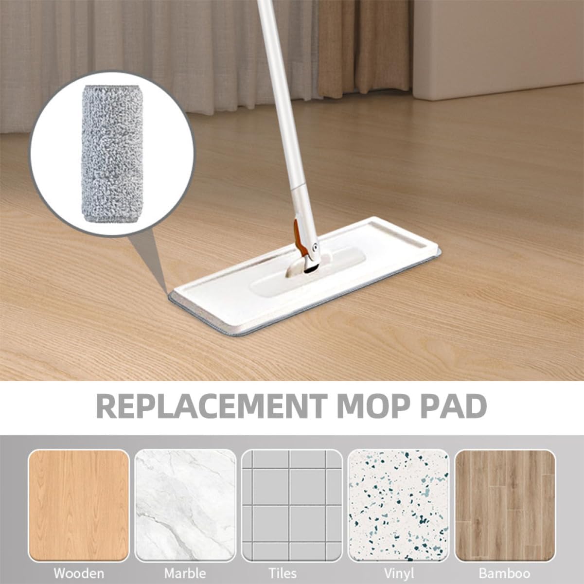 3PCS Washable Fiber Mop Pads for Hardwood and Tile Floors