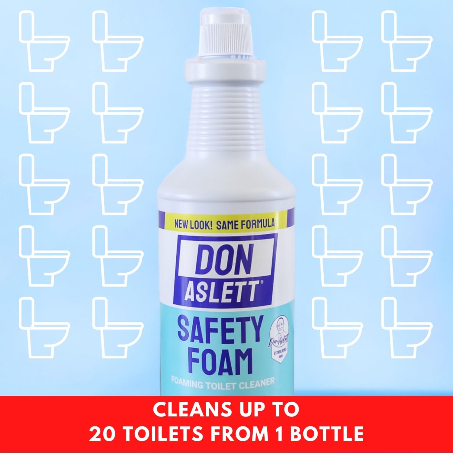 Don Aslett Toilet Bowl Cleaner Set with 14 Handle and Safety Foam