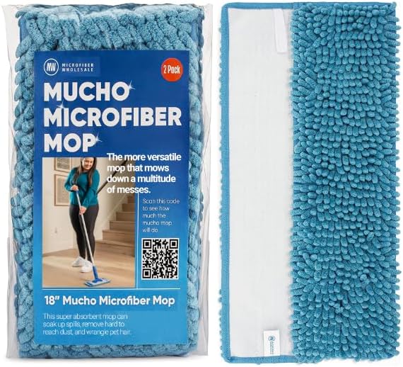 18 Microfiber Mop Pads - 2 Pack Reusable Replacement Heads