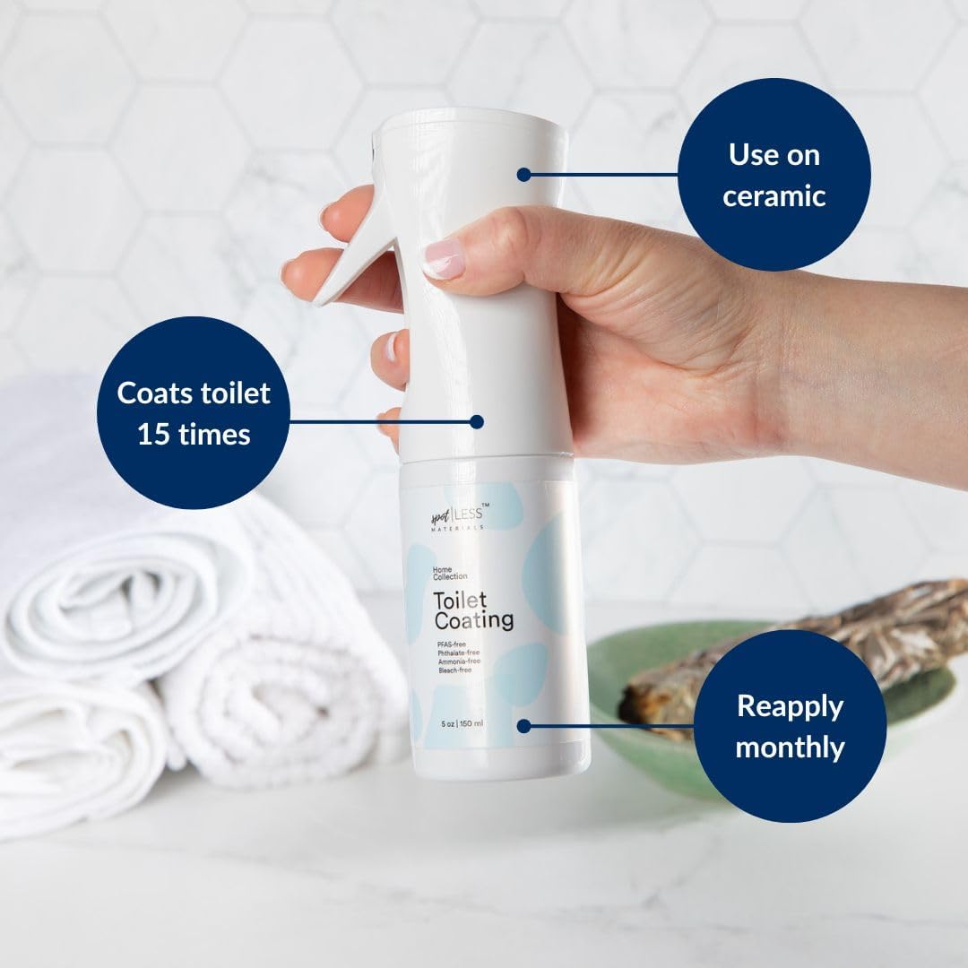 spotLESS MATERIALS Toilet Coating Spray - Easy Clean Stain Resistant Anti Residue